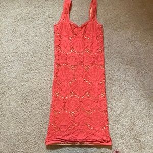 Coral color body on with nude underlay.